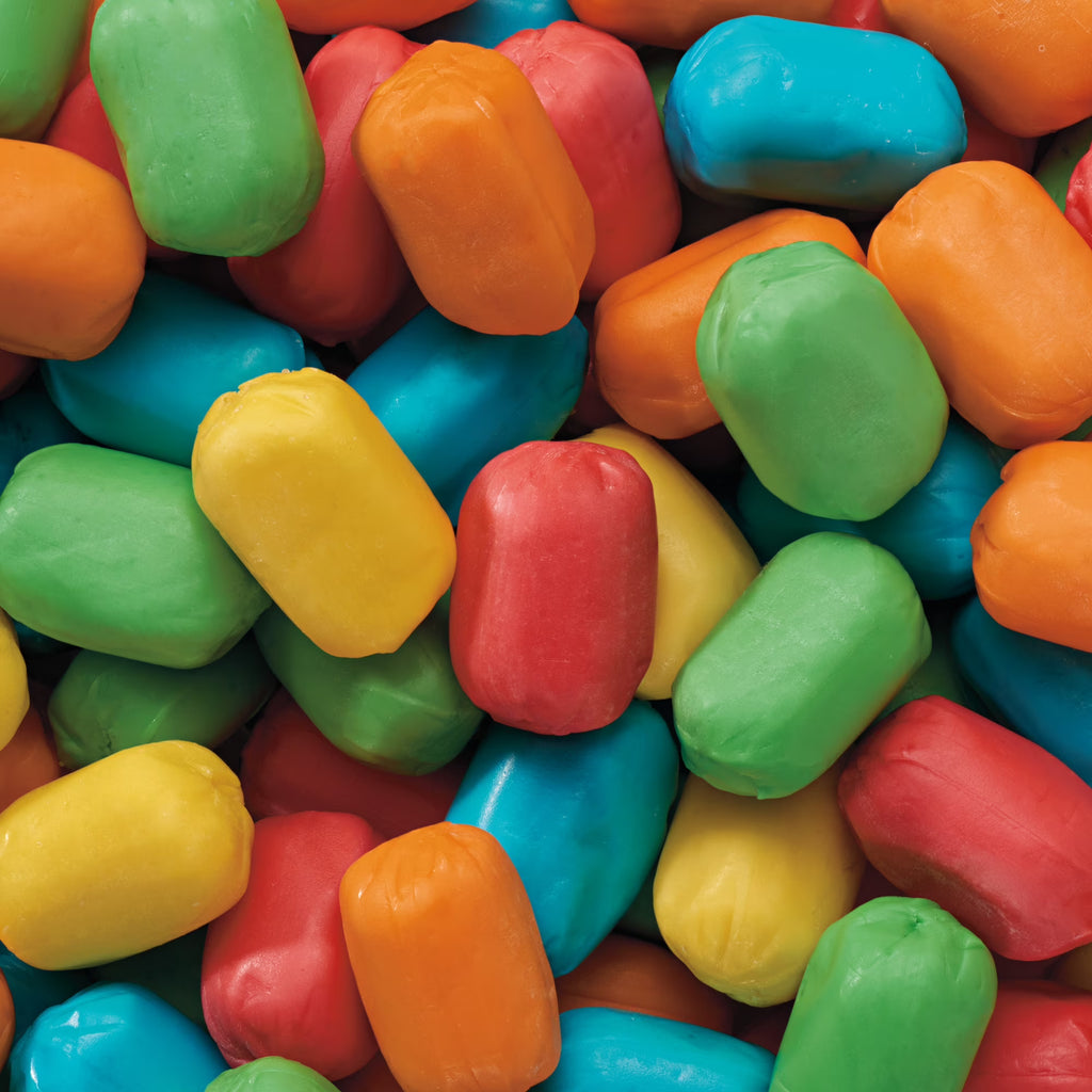 Close-up of colorful jelly beans in various bright colors.