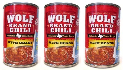 3 Set - Wolf Brand Texas Style Chili with Beans (3 Pack) 15 oz Cans Amembiana