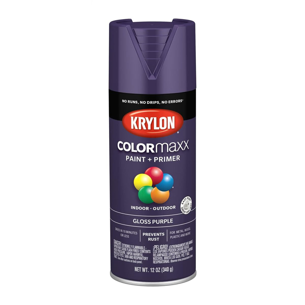 Krylon COLORmaxx Spray Paint and Primer, Gloss Purple, 12 oz Krylon