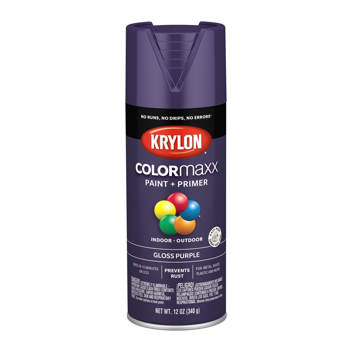 Krylon COLORmaxx Spray Paint and Primer, Gloss Purple, 12 oz Krylon