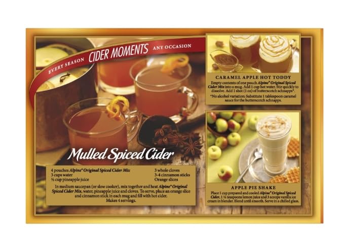 Alpine Spiced Apple Cider Instant Drink Mix, 10 ct. (Pack of 2) Alpine