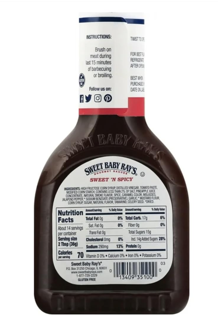 Sweet Baby Ray's Sweet 'n Spicy Barbecue Sauce, 18 oz Sweet Baby Ray's