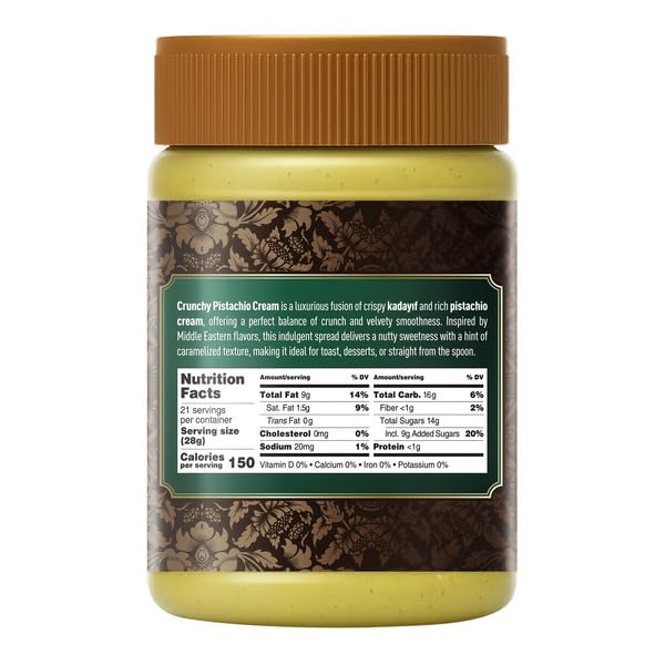 Nutty Fruity Dubai Chocolate Pistachio Cream with Kadaif, 21 oz Nutty Fruity