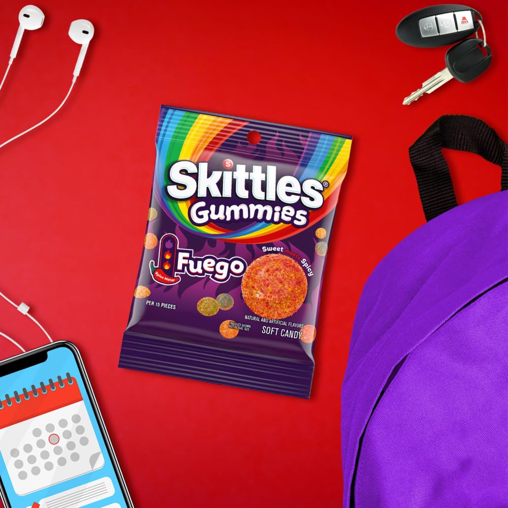 Skittles Gummies Fuego Sweet and Spicy Candy, 5.8 oz (Pack of 12) Skittles