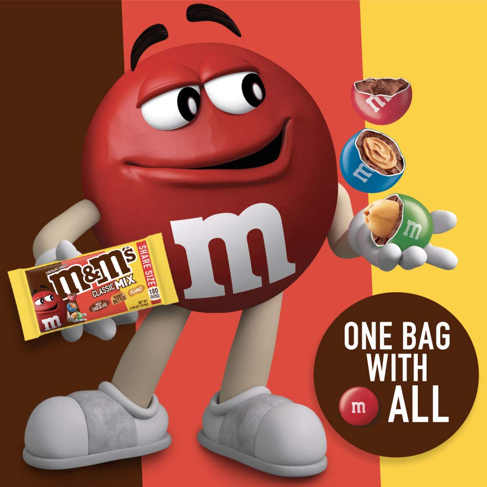 M&M's Peanut & Peanut Butter Candy, 2.5 oz Bags (Pack of 18) M&M's