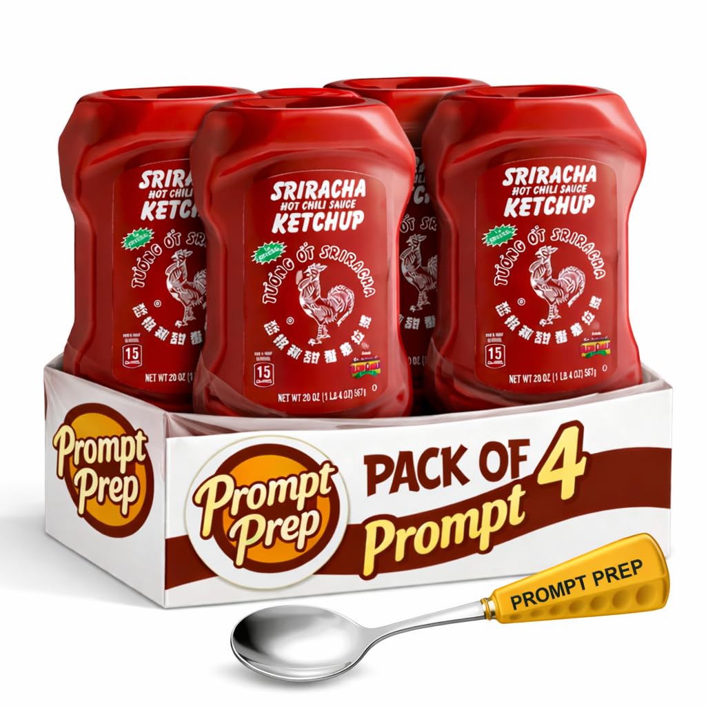 Prompt Prep Sriracha Hot Chili Ketchup, 20 oz (Pack of 4) Prompt Prep