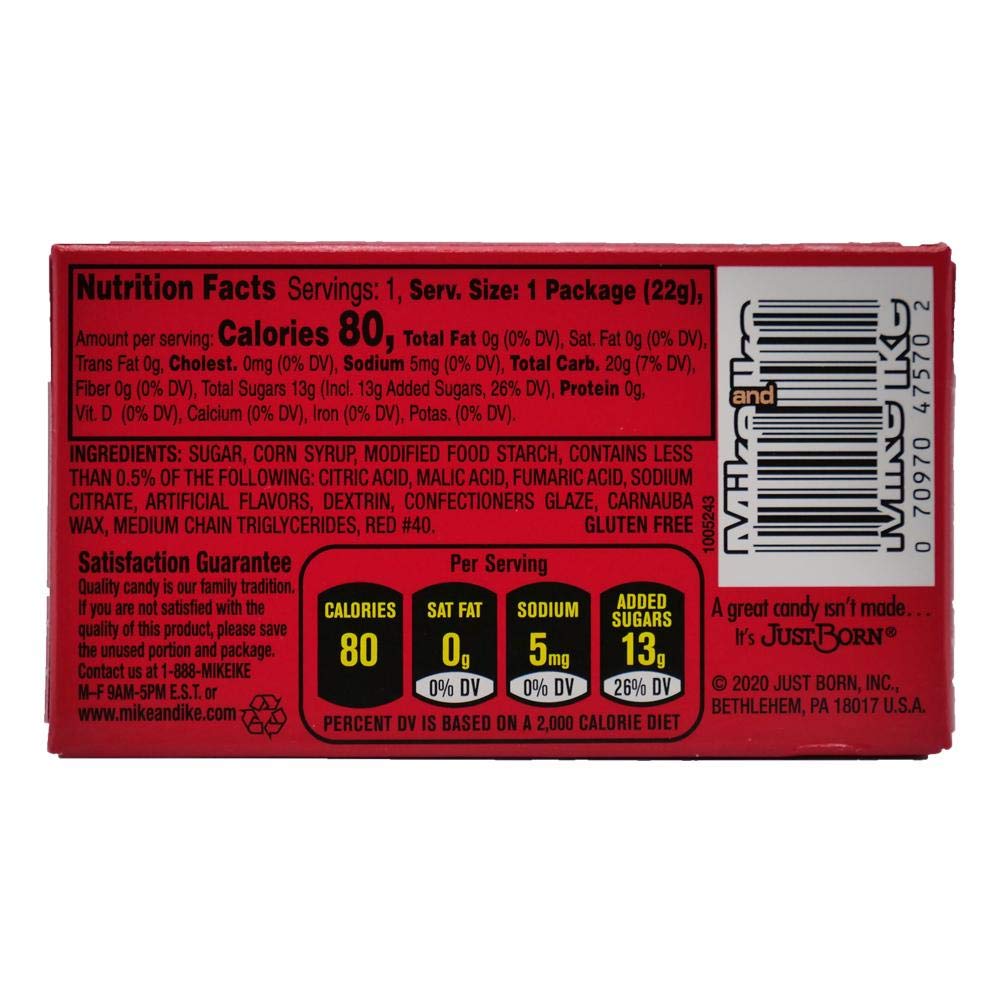 Mike and Ike Sour Watermelon Chewy Candies, 0.78-oz. (Pack of 24) Mike & Ike