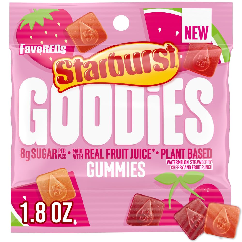 Starburst FaveREDS Plant-Based Low Sugar Gummy Candy, 1.8 oz Starburst