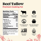 Kettle & Fire 100% Grass-Fed Beef Tallow for Cooking, 14 oz Glass Jar
