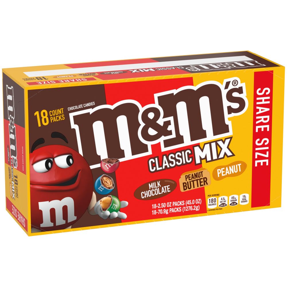 M&M's Peanut & Peanut Butter Candy, 2.5 oz Bags (Pack of 18) M&M's