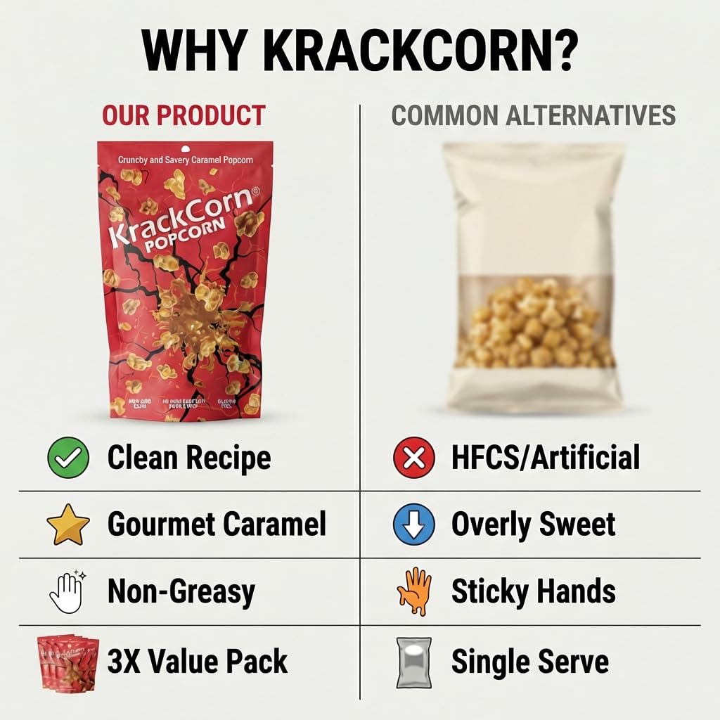 KrackCorn Sweet and Salty Caramel Popcorn, 4 oz (Pack of 6) KrackCorn
