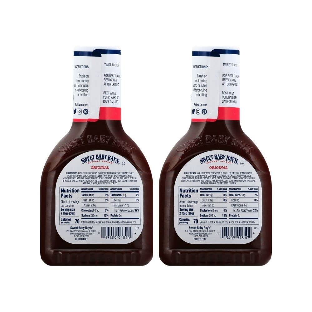 Sweet Baby Ray's BBQ Sauce, 18 oz (Pack of 2) Sweet Baby Ray's