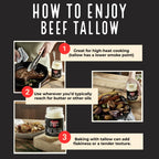 Kettle & Fire 100% Grass-Fed Beef Tallow for Cooking, 14 oz Glass Jar