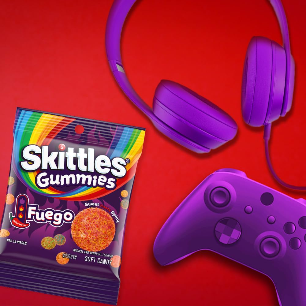 Skittles Gummies Fuego Sweet and Spicy Candy, 5.8 oz (Pack of 12) Skittles