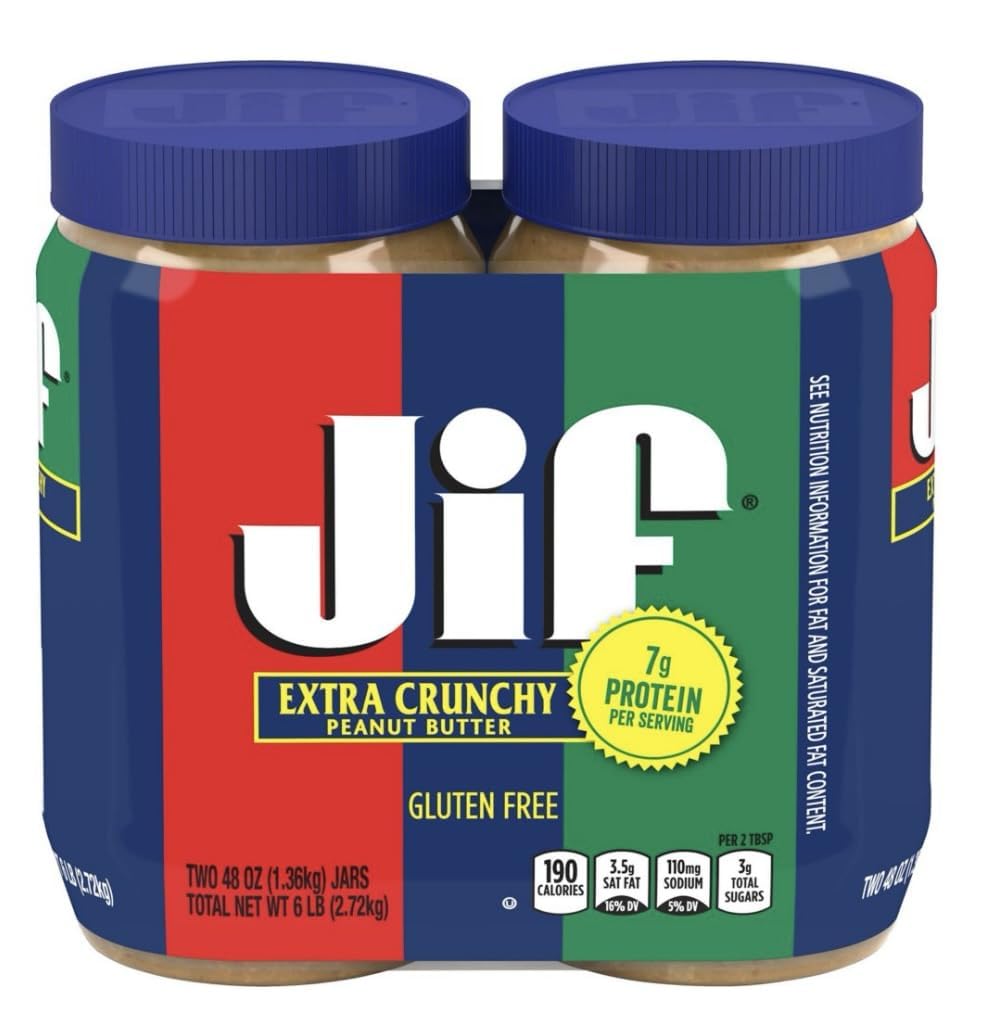 Jif Extra Crunchy Peanut Butter, 48 oz (Pack of 2) Jif