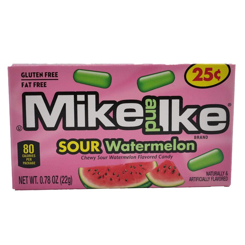 Mike and Ike Sour Watermelon Chewy Candies, 0.78-oz. (Pack of 24) Mike & Ike