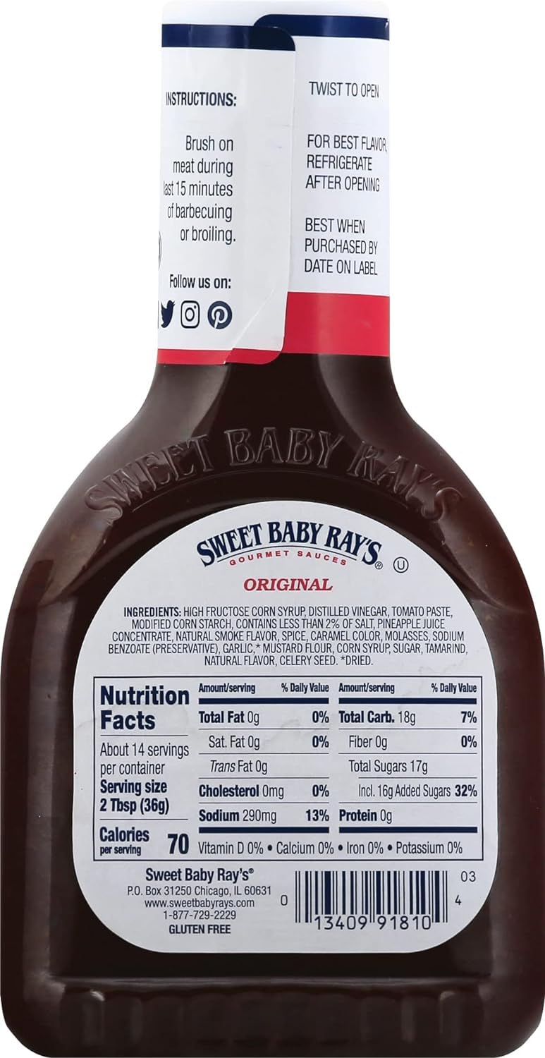 Sweet Baby Ray's BBQ Sauce, 18 oz (Pack of 2) Sweet Baby Ray's