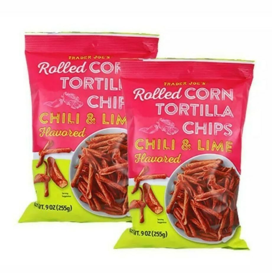 Trader Joe's Chili & Lime Rolled Corn Tortilla Chips, 9 oz (Pack of 2) Trader Joe's