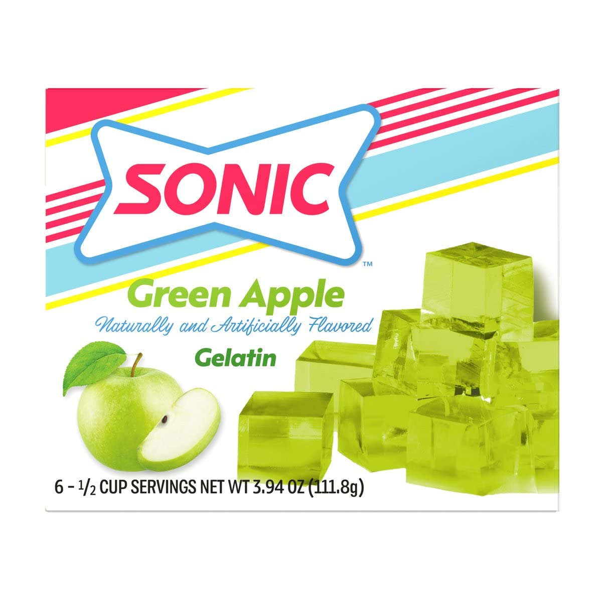 Sonic Gelatin Mix, Green Apple, 3.94 oz (Pack of 3) Sonic