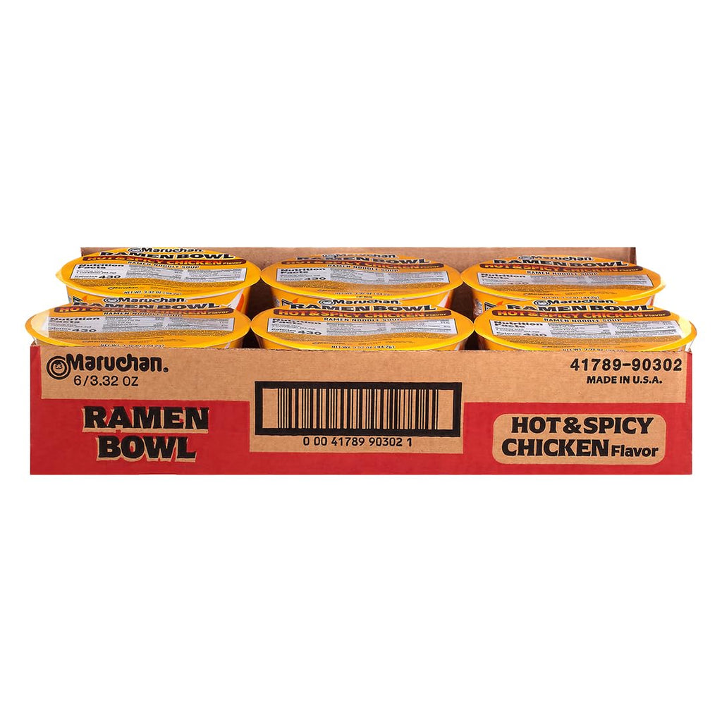 Maruchan Ramen Bowl, Hot & Spicy Chicken Flavor, 3.39 Oz. (6 Pack) Maruchan