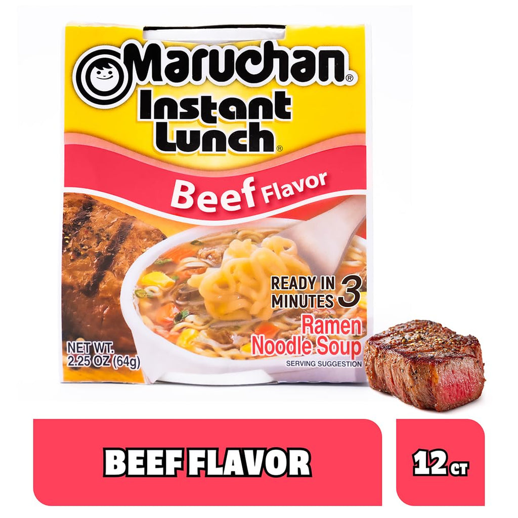 Maruchan Instant Lunch Ramen Noodles, Beef, 2.25 oz (Pack of 12) Maruchan