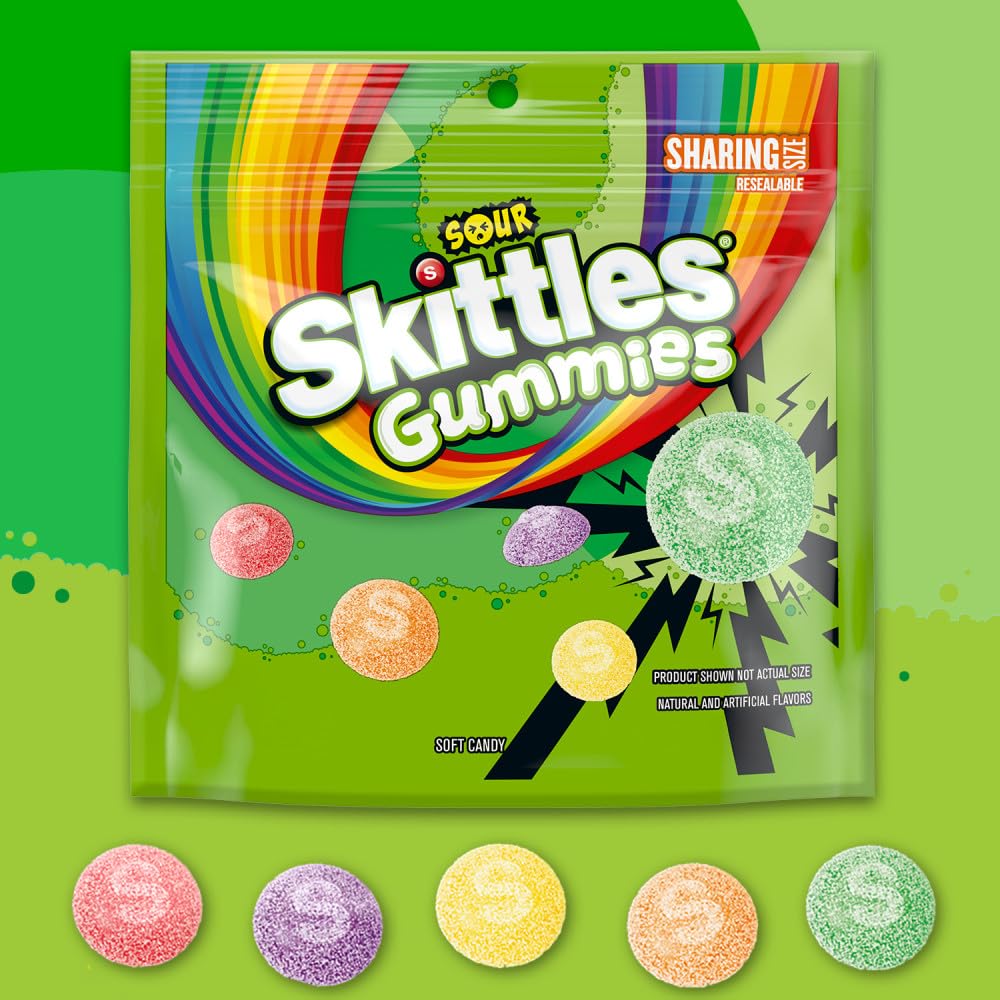 Skittles Sour Gummies Chewy Candy Assortment, 12 oz Skittles
