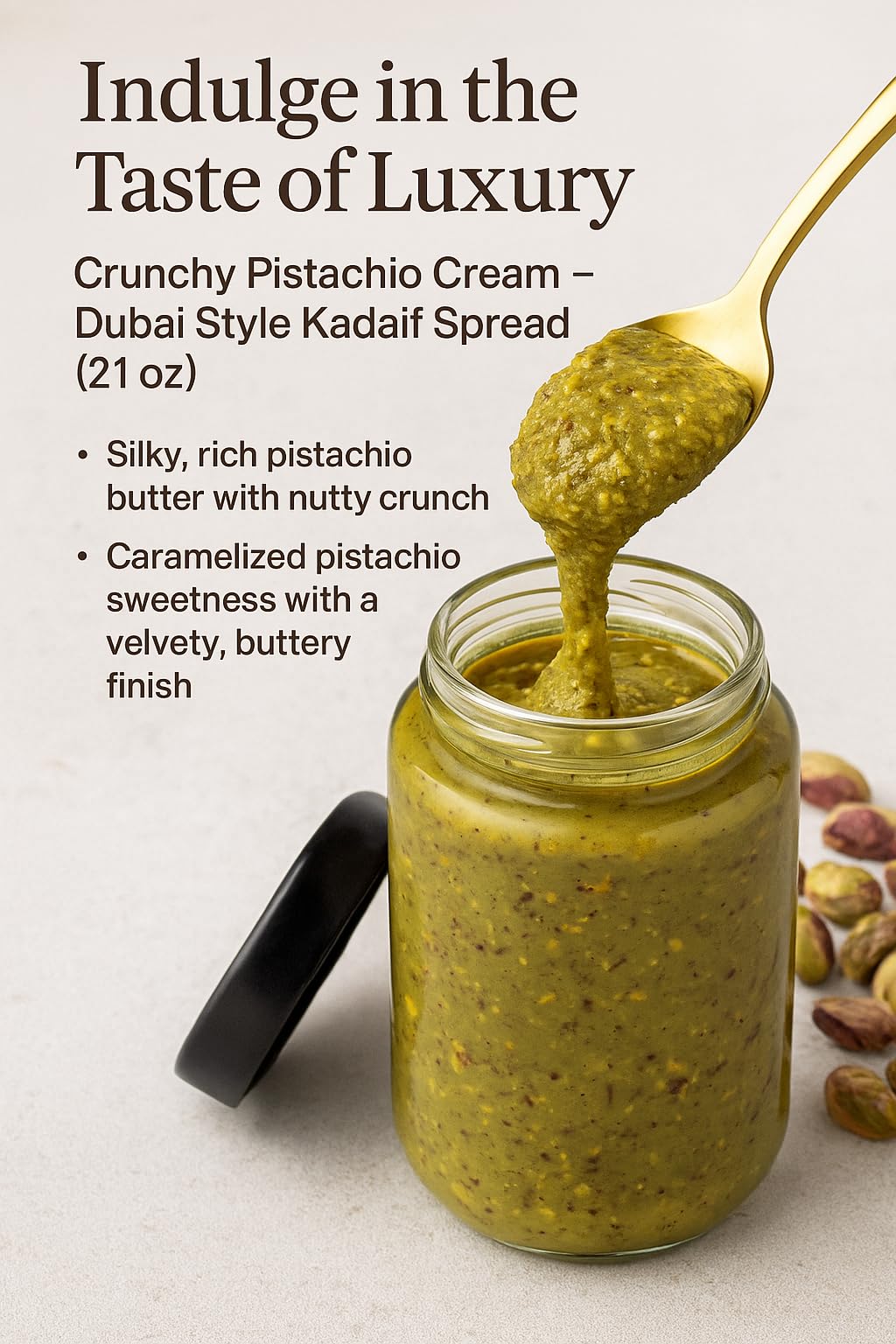 Nutty Fruity Dubai Chocolate Pistachio Cream with Kadaif, 21 oz Nutty Fruity