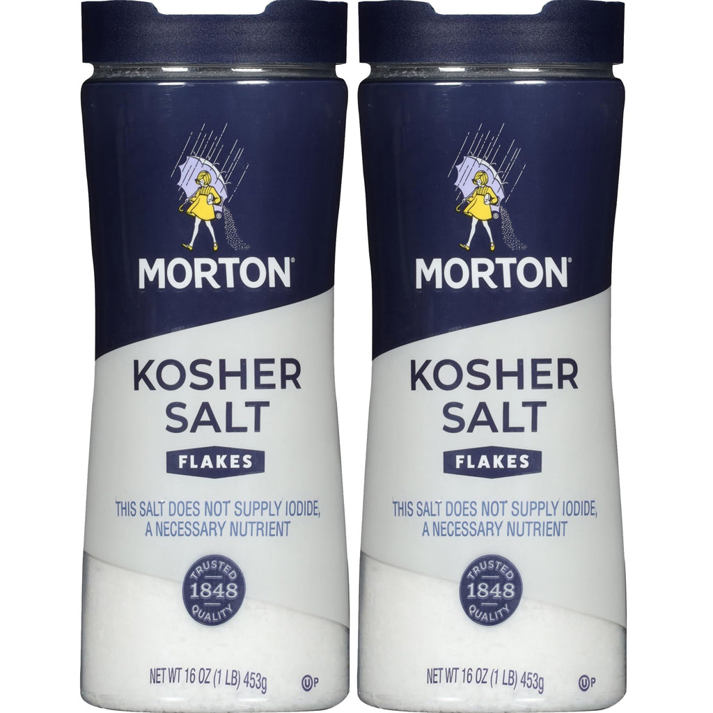 Morton Kosher Salt Flakes, 1 lb (Pack of 2) Morton