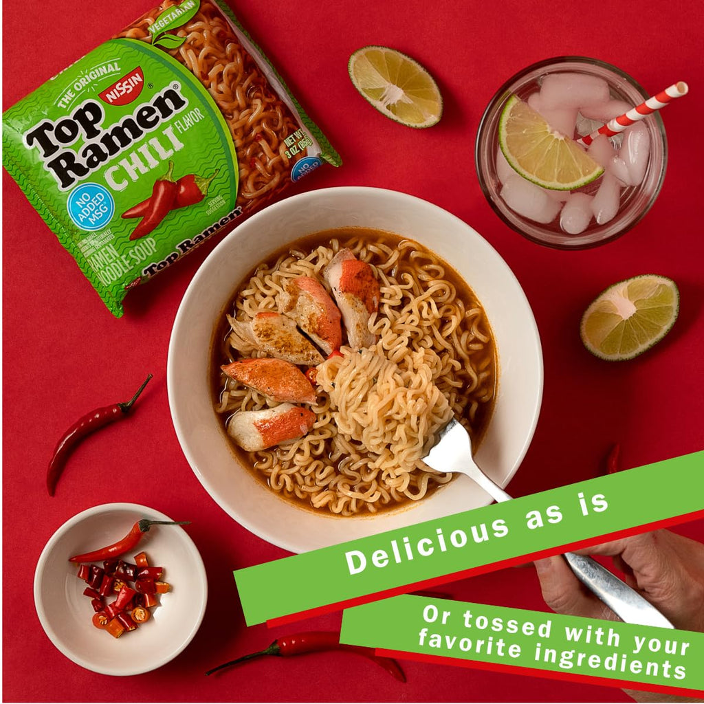 Nissin Top Ramen Chili Noodle Soup, 3 oz (Pack of 24) Nissin