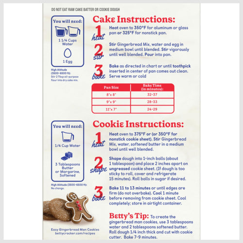 Betty Crocker Gingerbread Cake & Cookie Mix, 14.5 oz (Pack of 4) Betty Crocker