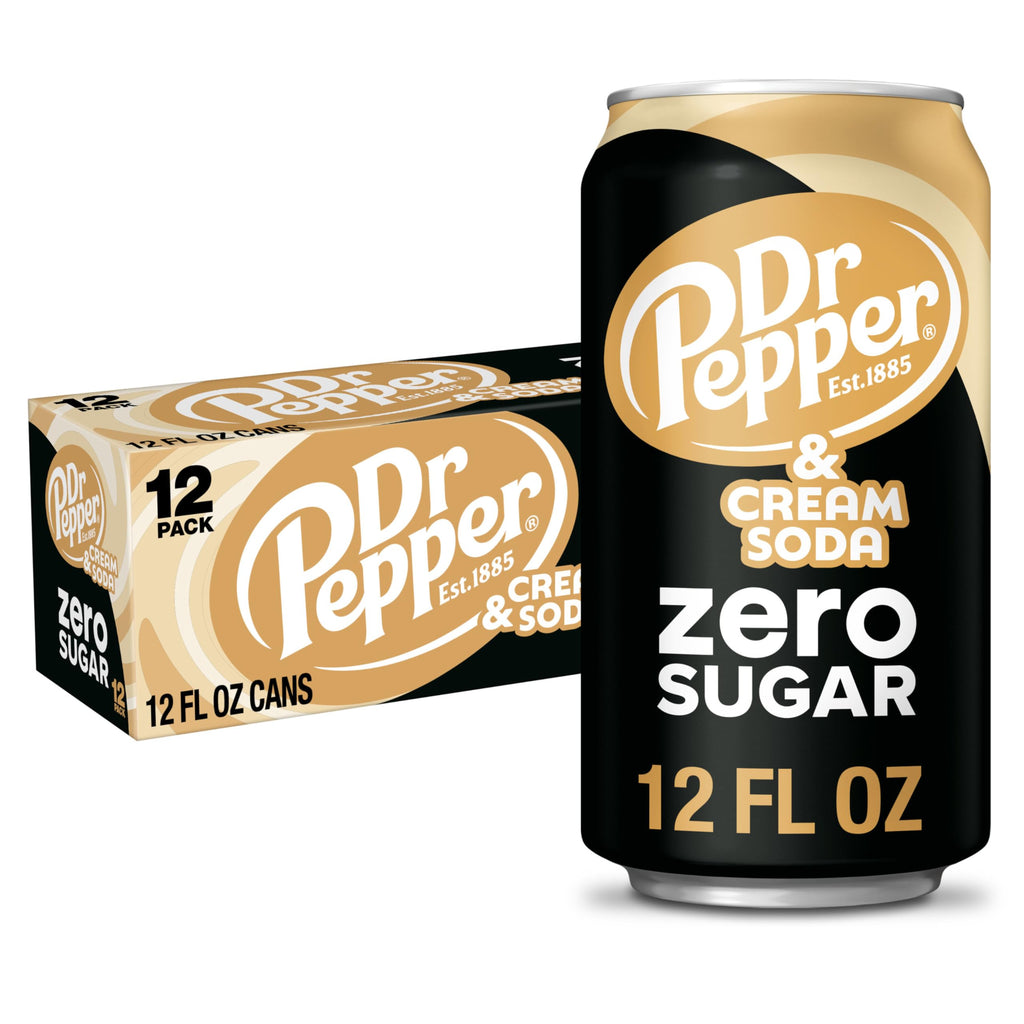 Dr Pepper Cream Soda Zero Sugar, 12 fl oz (Pack of 12) Dr Pepper