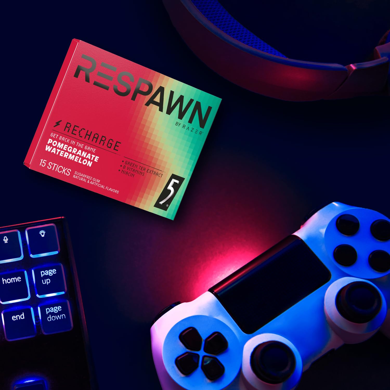 5 Gum Respawn Sugar Free Chewing Gum, 15 Sticks 5 Gum