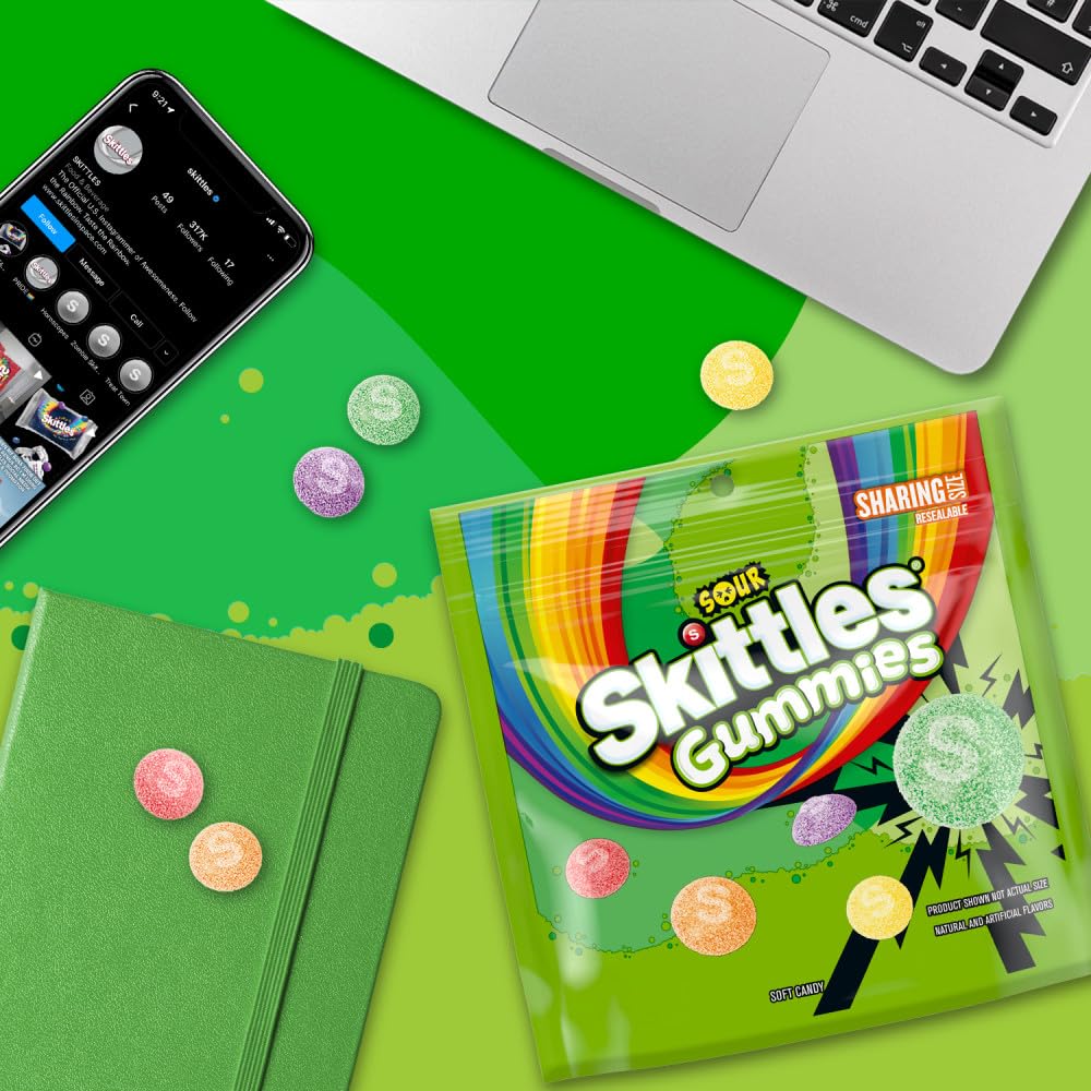 Skittles Sour Gummies Chewy Candy Assortment, 12 oz Skittles