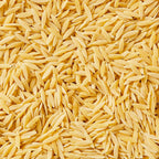 Close-up of uncooked orzo pasta