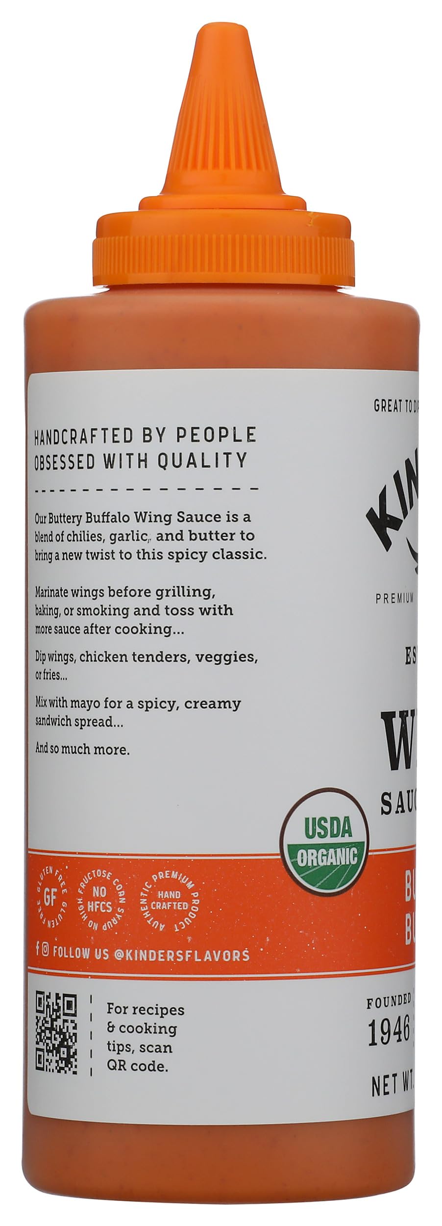 Kinder's Organic Buttery Buffalo Wing Sauce, 13.4 oz Kinder's
