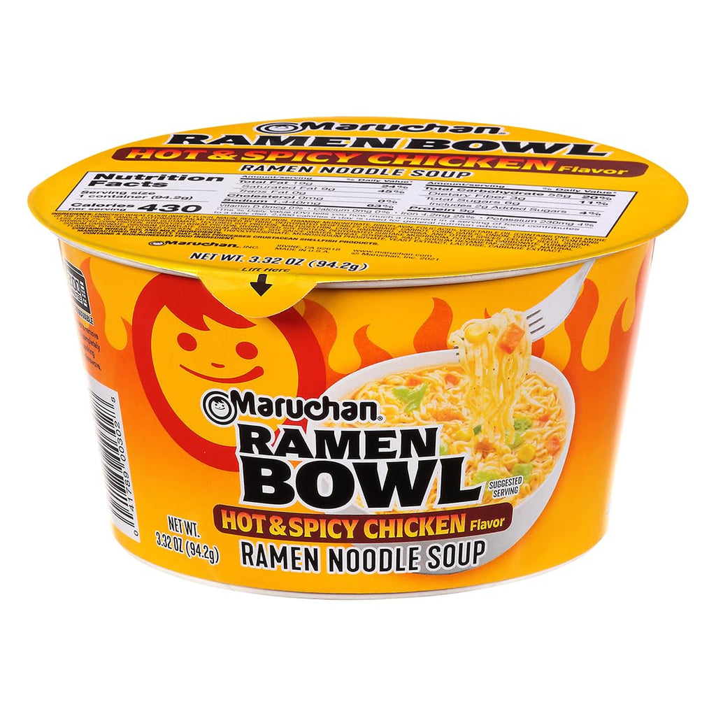 Maruchan Ramen Bowl, Hot & Spicy Chicken Flavor, 3.39 Oz. (6 Pack) Maruchan