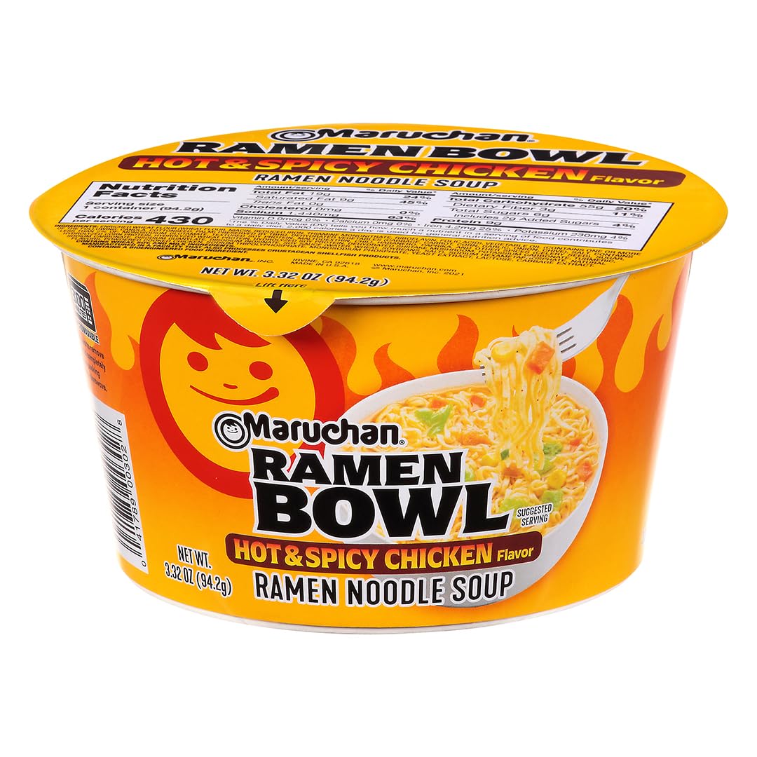 Maruchan Ramen Bowl, Hot & Spicy Chicken Flavor, 3.39 Oz. (6 Pack) Maruchan