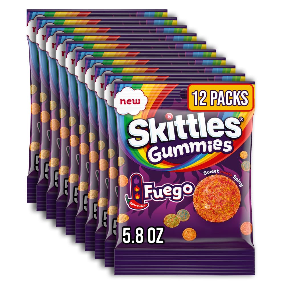 Skittles Gummies Fuego Sweet and Spicy Candy, 5.8 oz (Pack of 12) Skittles