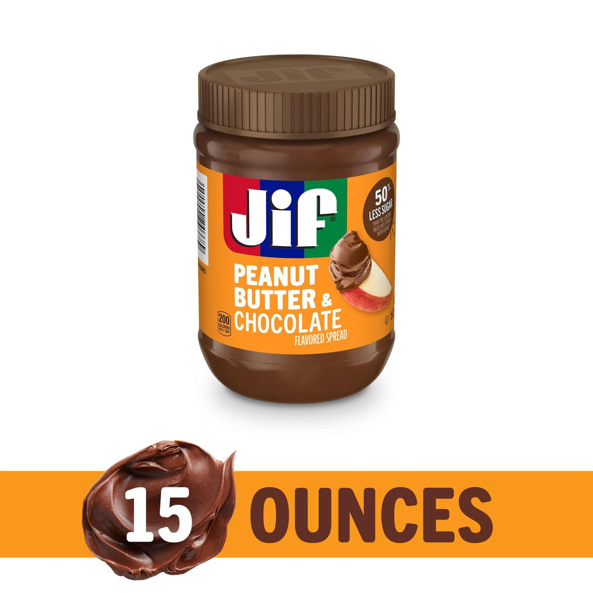 Jif Creamy Peanut Butter & Chocolate Flavored Spread, 15 oz, Pack of 2