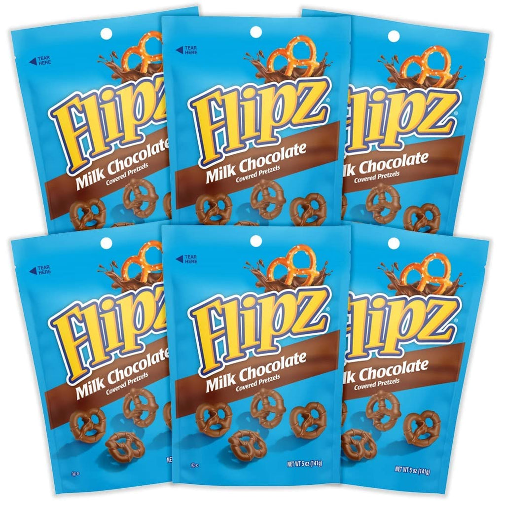 Flipz Milk Chocolate Covered Pretzels, 5 oz (Pack of 6) Flipz