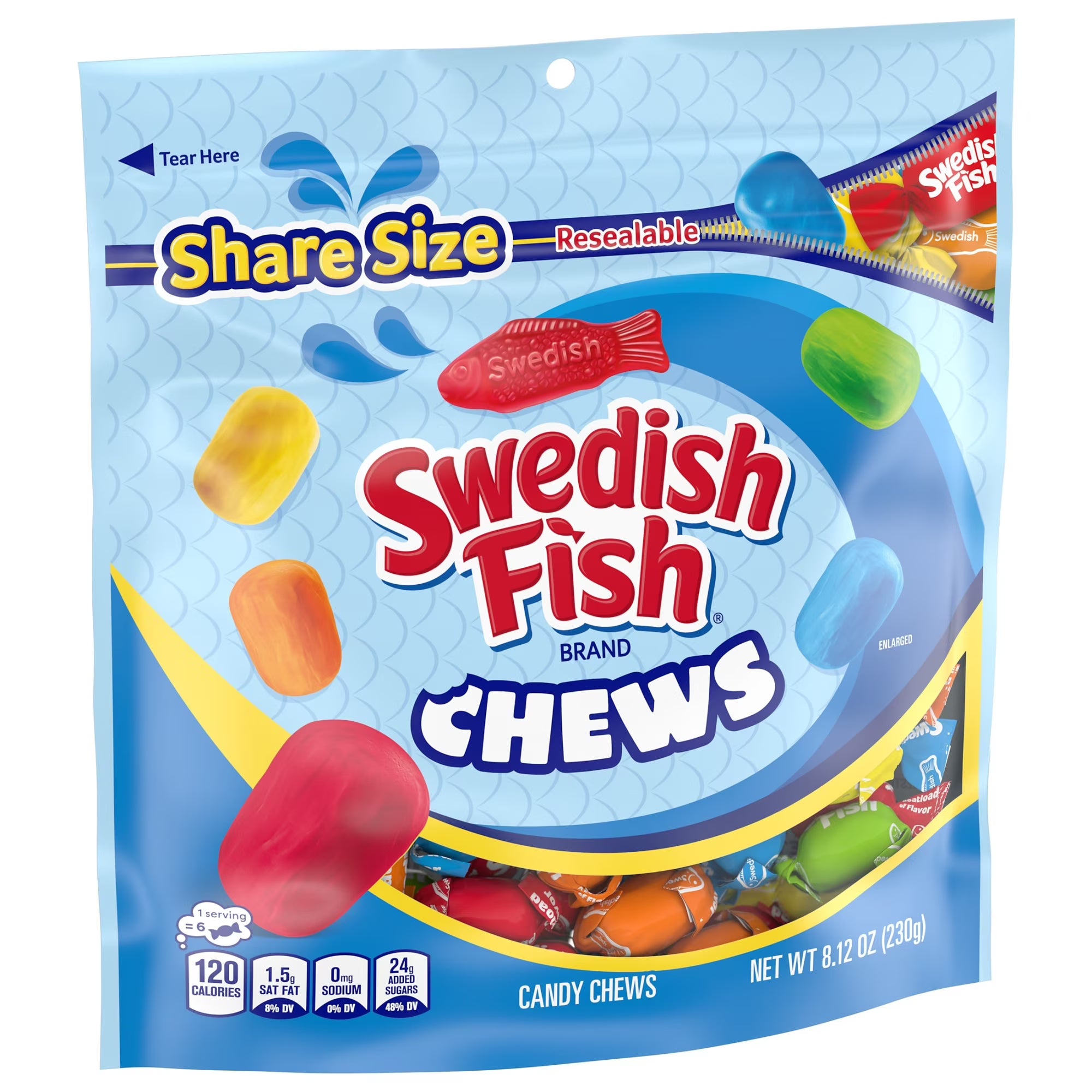 Swedish Fish Chews Soft & Chewy Candy 5.12 oz bag of individually wrapped fruit chews