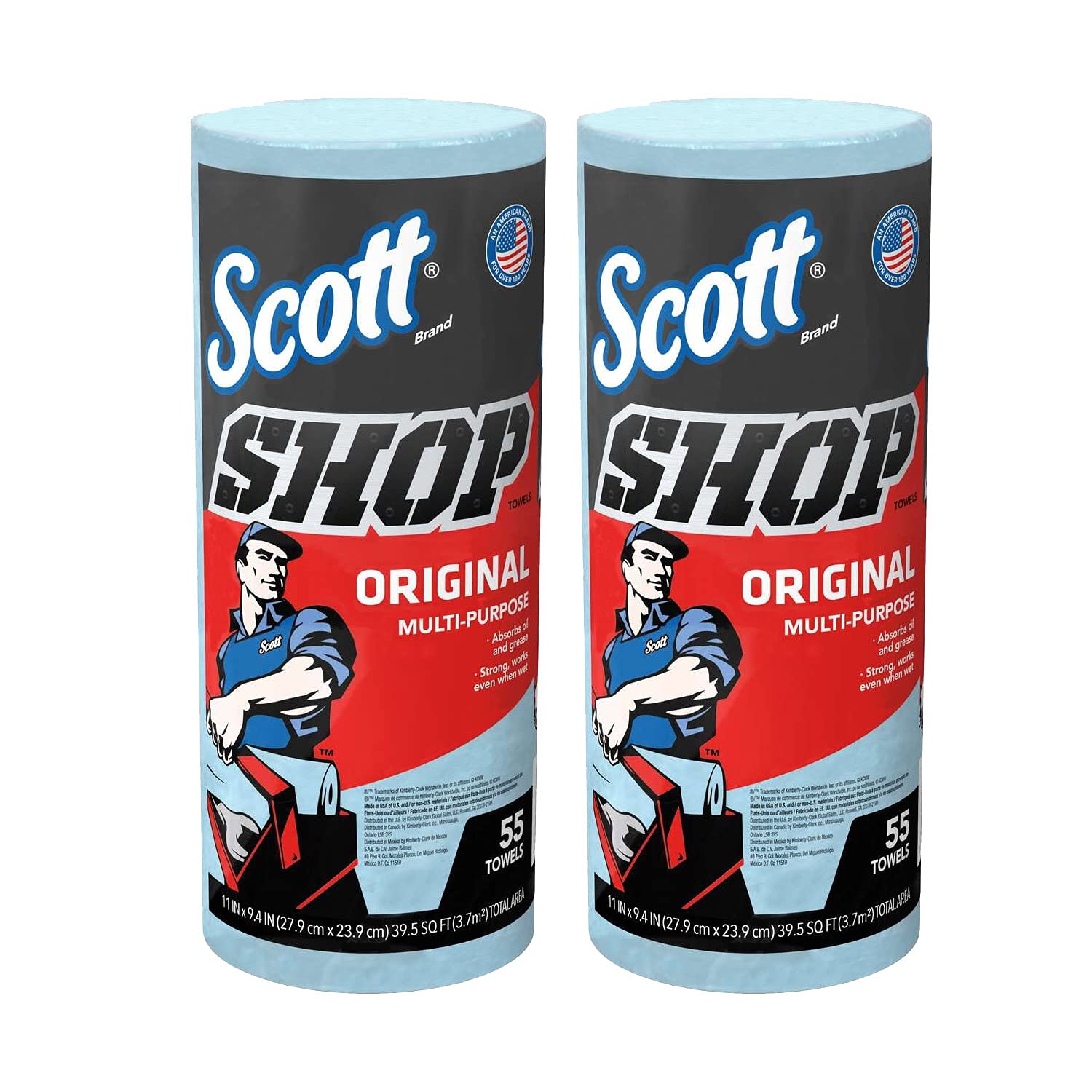 Scott Shop Towels, Blue, 55 Sheets (Pack of 2) Scott