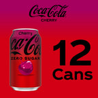 Coca-Cola Zero Sugar Cherry Soda, 12 fl oz (Pack of 12) Coca-Cola