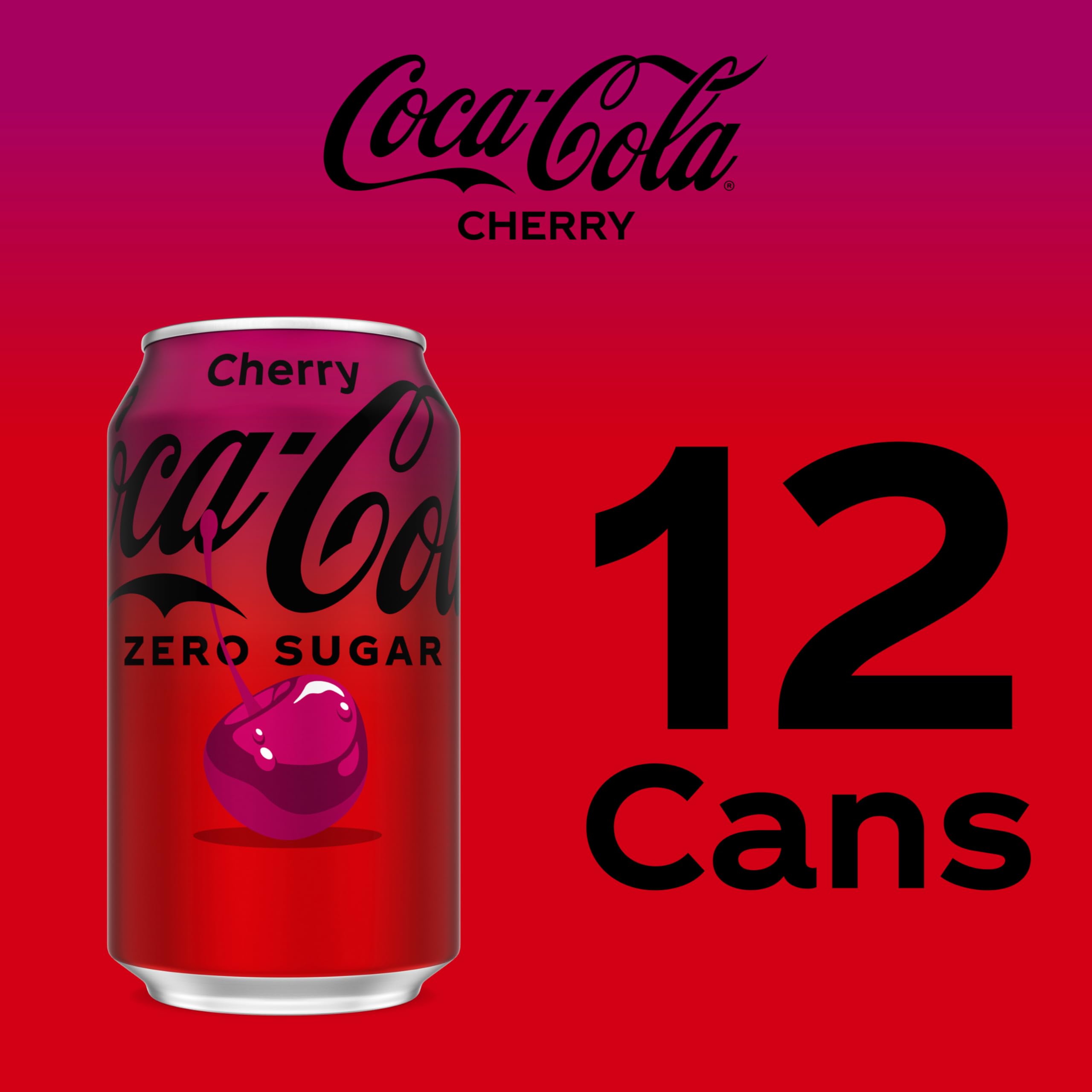Coca-Cola Zero Sugar Cherry Soda, 12 fl oz (Pack of 12) Coca-Cola