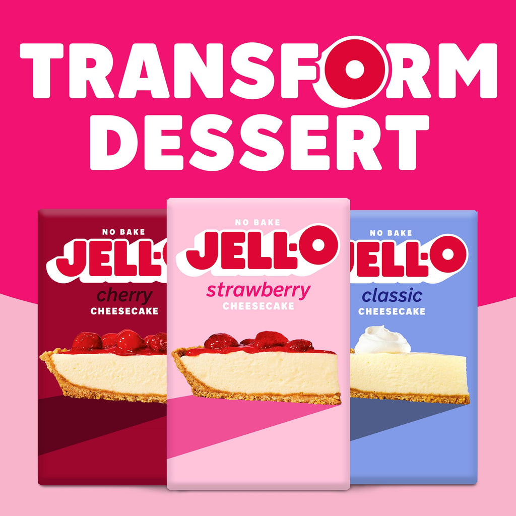 Jell-O No Bake Strawberry Cheesecake Dessert Kit, 19.6 oz Jell-O