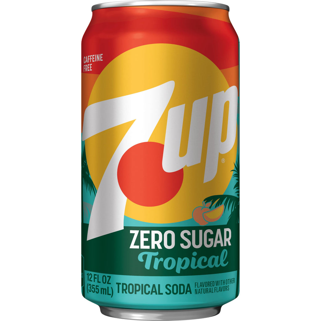 7Up Tropical Zero Sugar Soda, 12 fl oz (Pack of 12) 7Up