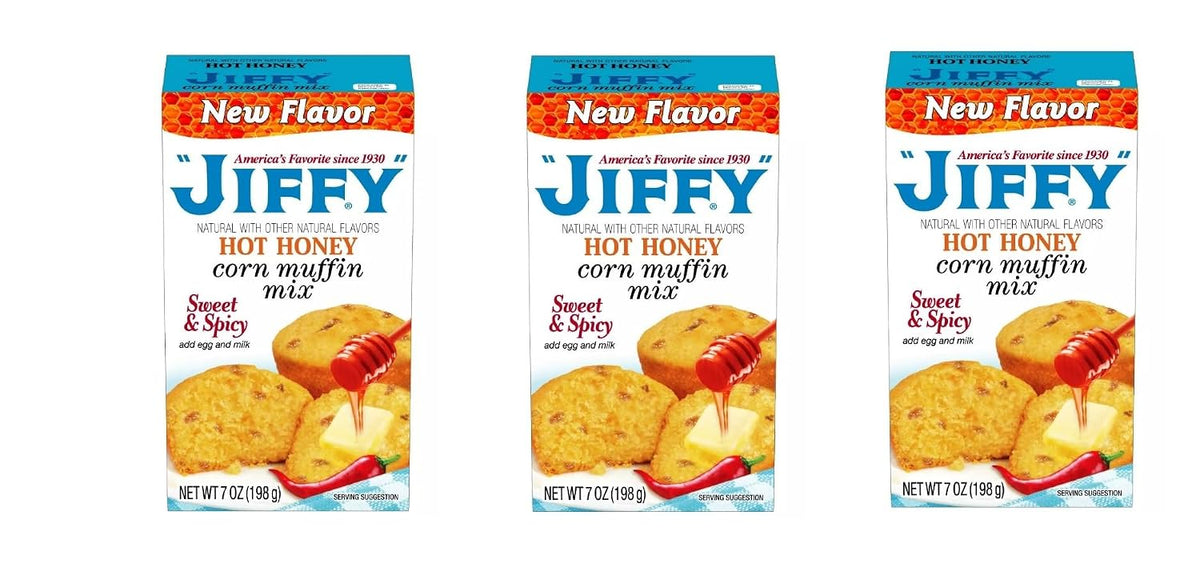 Jiffy Hot Honey Cornbread Muffin Mix, 7 oz boxes, pack of 3