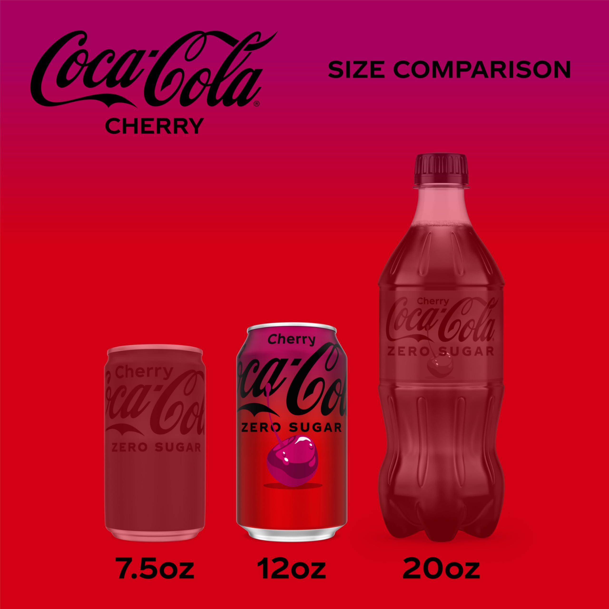Coca-Cola Zero Sugar Cherry Soda, 12 fl oz (Pack of 12) Coca-Cola