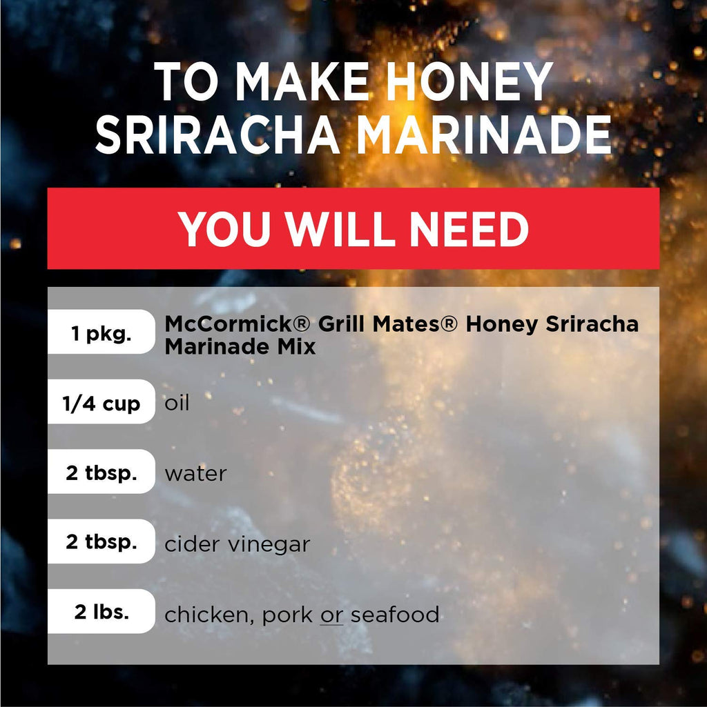 McCormick Grill Mates Honey Sriracha Marinade Mix Packets, 1 oz (12 Pack)