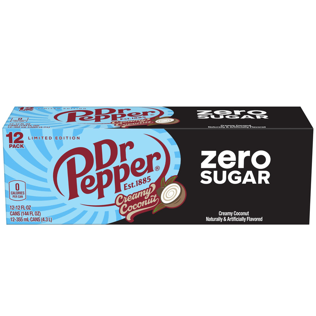 Dr Pepper Zero Sugar Creamy Coconut Soda, 12 fl oz (Pack of 12) Dr Pepper